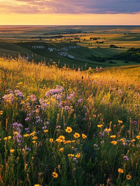 Wildflower Pasture, Kansas Wildflowers, Tallgrass Prairie National Preserve, Prairie Landscape, Prairie Flowers, Tallgrass Prairie, Prairie Flower, Prairie Garden, Green Moon