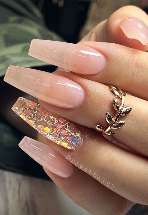 Milky Nails, Her Nails, Blush Nails, Pretty Nail Art Designs, Long Acrylic Nails Coffin, Acrylic Nails Coffin Pink, Coffin Nails Long, Bling Acrylic Nails, Acrylic Nails Coffin Short