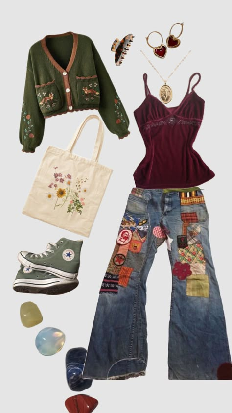 Outfit Ideas Artsy, Artsy Outfits For Women, Formal Hippie Outfit, Indie Clothing Aesthetic, 2000s Indie Fashion, Musical Theatre Outfit, Free Spirit Aesthetic Outfit, Naturecore Aesthetic Outfit, Grandma Fashion Aesthetic