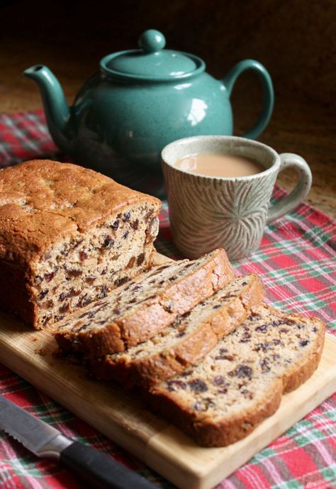 gluten free tea bread with mug of tea and teapot Gluten Free Tea Bread, Tea And Bread Breakfast, Gluten Free Dried Fruit Bread, Gluten Free Scottish Recipes, Gluten Free Fruit Bread, Fruit Loaves, Gluten Free Fruit Cake, Tea Loaf, Bread Gluten Free