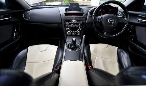 Mazda Rx8 Interior - rightside drive- love the 2-tone interiors!!!! Mazda Rx8 Interior, Wankel Engine, Mazda Rx8, Rx 8, Future Car, My Dream Car, Design Kitchen, Dream Car, Interior Design Kitchen