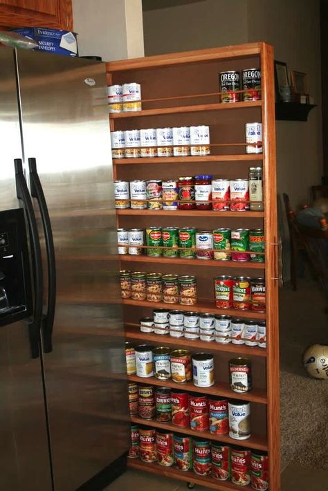 d593a9816e3421dc3845058ac32db921 Small Refrigerator Organization, Diy Space Saving, Canned Food Storage, Diy Space, Small Pantry, Kitchen Organization Diy, Spice Racks, Small Refrigerator, Closet Organization Diy