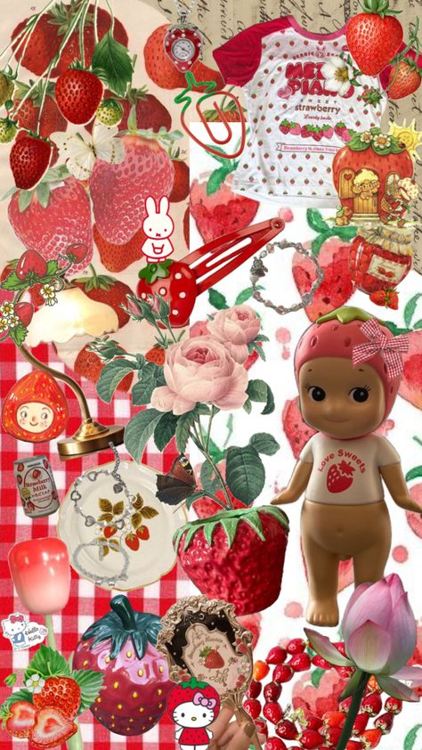 STRAWBERRY #strawberry #sonnyangel #nature #miffy #strawberryshortcake Sonny Angel Wallpaper, Strawberry Wallpaper, Sony Angel, Chill Wallpaper, Kawaii Background, Future Wallpaper, Chicano Drawings, Angel Wallpaper, Iphone Lockscreen Wallpaper