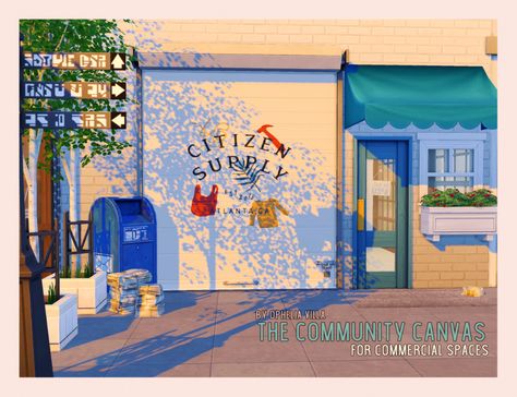 THE COMMUNITY CANVAS FOR COMMERCIAL SPACES 46 swatches // sims 4 retail decor cc custom content Sims 4 City Living, Build Buy Cc, Sims 4 Ideas, Maxis Match Cc, M 4, City Living, Sims4 Cc, Maxis Match, Cc Finds