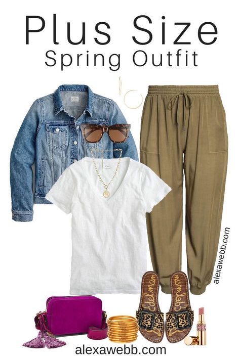 Casual Outfit Plus Size Summer, Spring Outfits With Sandals, Plus Size Joggers Outfit Work, Plus Size California Outfits, Plus Size Florida Outfits, Mothers Day Outfit Ideas Casual, Olive Joggers Outfit, Spring Outfits Women Plus Size, Trendy Plus Size Outfits Summer