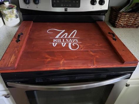 Wood Stove Top Cover, Oven Cover, Noodle Board, Wood Oven, Stove Top Cover, Custom Stencils, Wood Cover, Diy Wood Projects Furniture, Primitive Decorating