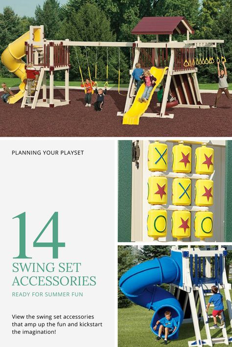 Swing set accessories are the WOW FACTOR that take an already awesome set to the next level! View our hottest swing set accessories and start shopping today. Playset Accessories Outdoor, Playset Accessories, Backyard Playset, Backyard Swings, Adventure World, Playset Outdoor, Swing Set, Wow Factor, Wow Products