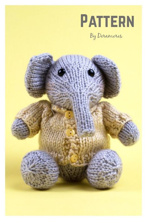 Little Elephant Amigurumi Knitting Pattern Knitted Elephant Pattern Free, Elephant Knitting Pattern, Elephant Amigurumi, Amigurumi Knitting, Simply Knitting, Knitting Patterns Free Hats, Tiny Elephant, Elephant Toy, Homemade Toys