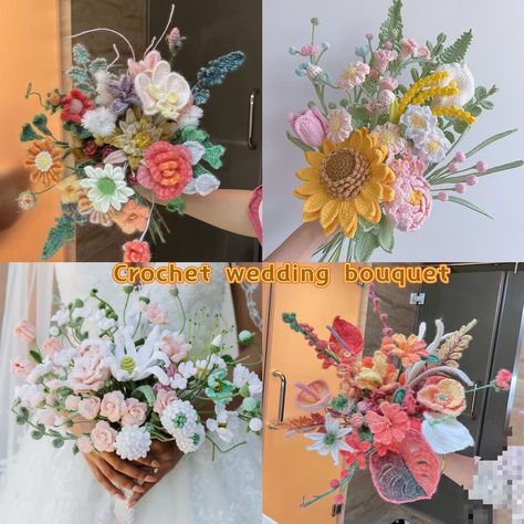 To those interested in custom bridal bouquets: I offer custom crocheted wedding bouquets with two material options: mohair and milk cotton. Mohair is soft and colorful, while milk cotton is perfect for a natural, simple style. Crocheted bouquets are unique and beautiful, with the following benefits: 1. Everlasting: Unlike fresh flowers, crocheted bouquets last forever, preserving your wedding memories. 2. Customizable: Choose colors, flower shapes, and materials to create a unique bouquet. ... Crocheted Wedding Bouquet, Crochet Wedding Bouquet, Flower Shapes, Unique Bouquet, Crochet Bouquet, Crochet Wedding, Custom Crochet, Custom Bridal, Wedding Memorial