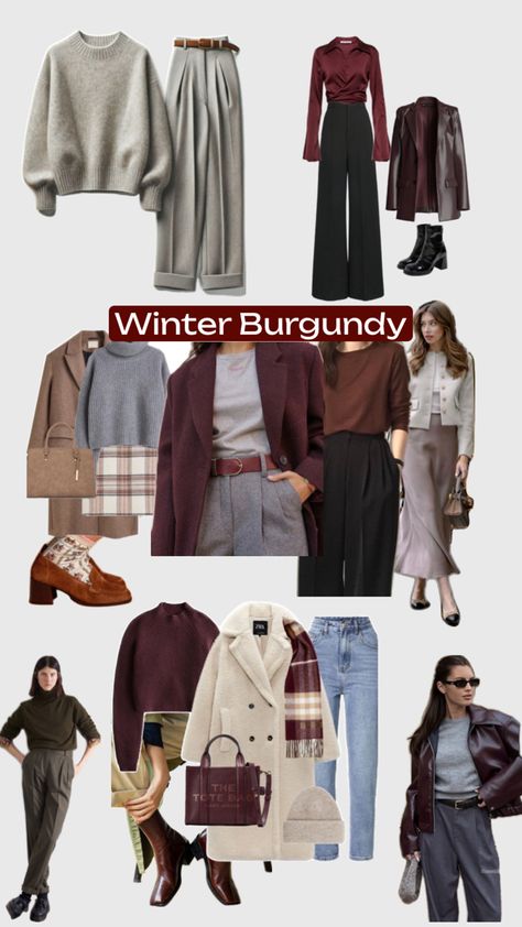 Burgundy Coat Outfit, Fall Outfits Ideas, Winter Coat Outfits, Fashion Fails, Color Combinations For Clothes, Funny Fashion, Fashion Fail, Trendy Fall Outfits, Trendy Fall