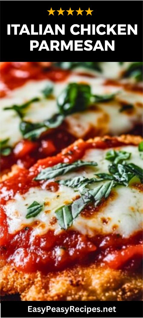 Looking for a delicious dinner idea that everyone will love? Try this easy Italian Chicken Parmesan recipe! With crispy breaded chicken, rich marinara sauce, and gooey cheese, this dish is sure to impress your family and friends. Perfect for a quick weeknight meal or a weekend dinner party, it's simple to make while still being incredibly flavorful! Create a restaurant-quality experience in your kitchen and enjoy at home. Serve it over pasta to make it a complete meal that's absolutely unforgettable. Chicken Parmesan Marinara Recipe, Chicken And Marinara Recipes, Italian Chicken Parmesan Recipe, Italian Chicken Parmesan, Easy Italian Chicken, Crispy Breaded Chicken, Chicken Parmesan Recipe Easy, Chicken Marinara, Quick Pasta Dishes