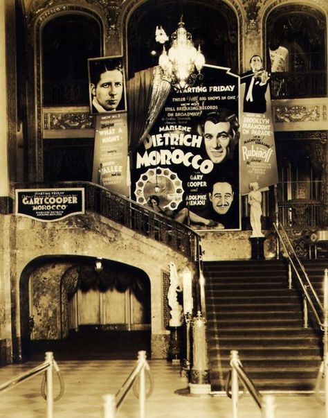 1930s movie theater lobby Theatre Lobby, Viewtiful Joe, Vintage Movie Theater, Paramount Theater, Vintage Theatre, 42nd Street, Vintage Los Angeles, Lemon Tea, Golden Age Of Hollywood