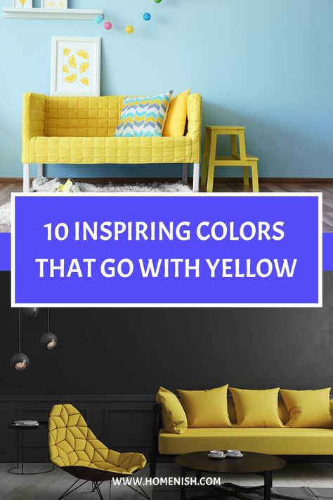 Yellow is the color of sunshine and happiness. It's a vibrant and cheerful color that can add a touch of brightness to any space. But what colors go well with yellow? In this article, we'll explore 10 inspiring colors that go with yellow, so you can create a look that is both stylish and uplifting. Colours That Go With Yellow, Royal Blue Sofa, Yellow Color Combinations, Room Color Combination, All White Room, Blue Interior Design, Blue Color Combinations, Yellow Sofa, Yellow Curtains