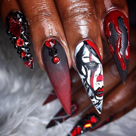 Nail Art Designs Halloween, Scary Halloween Nails Design, Scary Nails, Holloween Nails, Spooky Nails, 2023 Halloween, Glass Nail File, Nail Tutorial, Nails Halloween