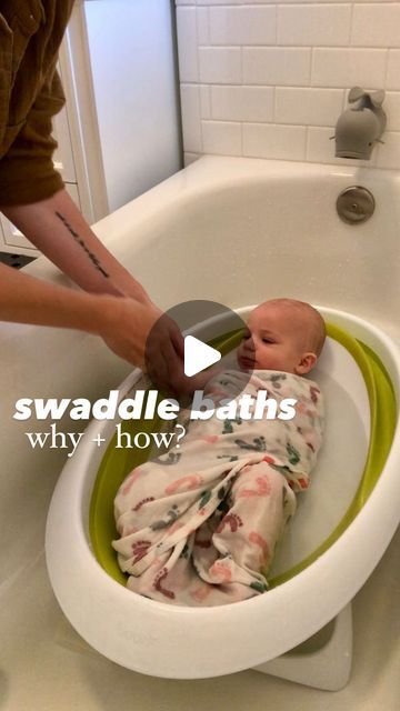 Why would you do this? ⇣  Swaddle bathing can lead to: - Less stressed babies (less vital sign changes) - Less crying - Quicker return ... | Instagram How To Bathe A Newborn Videos, Swaddle Bathing, Swaddle Bath, Bathing A Newborn, Pregnancy Prep, Baby Bathtime, Newborn Video, Newborn Bath, Swaddle Baby