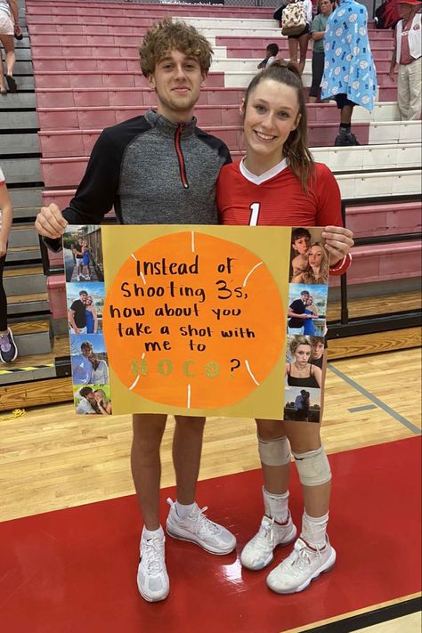 Prom Question Ideas, Track Sadies Proposal, Dance Proposal Ideas Basketball, Basketball Promposal Ideas For Her, Hoco Signs Volleyball, Prom Signs Ideas, Basketball Hoco Signs, Basketball Homecoming Posters, Basketball Homecoming Proposals