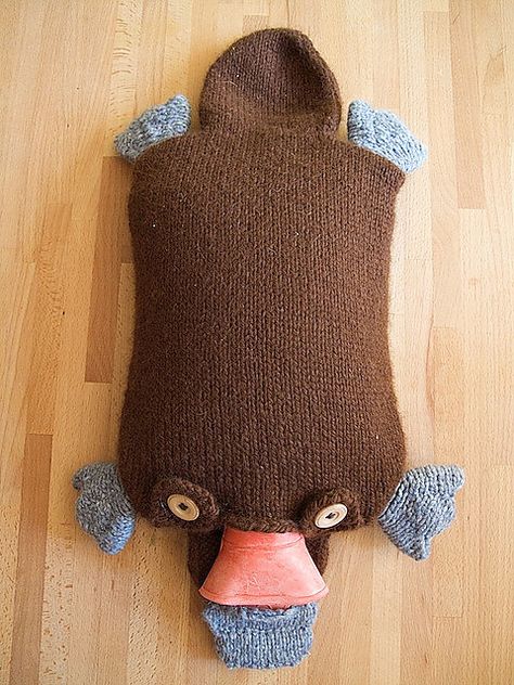 Ravelry: Hot Water Platypus by brella Crochet Hot Water Bottle Cover, Heating Pads, Hot Water Bottle Cover, Handy Dandy, Platypus, Australian Animals, Hot Water Bottle, Winter Nights, Bottle Cover