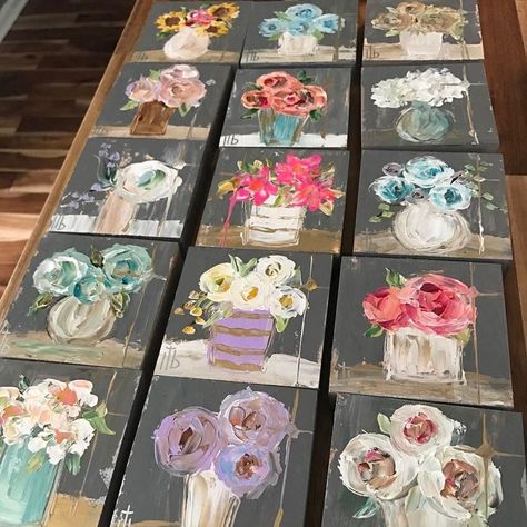 Crafts To Make At Home, Different Crafts, Draw Flowers, Palette Knife Art, Art Tumblr, Abstract Floral Paintings, Mini Paintings, Small Art, Small Paintings