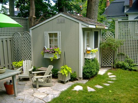 Outside Sheds, Small Garden Shed, Shed Landscaping, Shed Makeover, Yard Inspiration, Shed Decor, Jardim Diy, Girl Cave, Greenhouse Shed