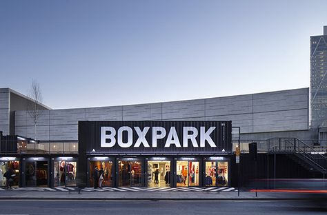 Boxpark London, Box Park, East End London, Shoreditch London, Centre Commercial, Commercial Architecture, Environmental Graphics, Shipping Container, East London