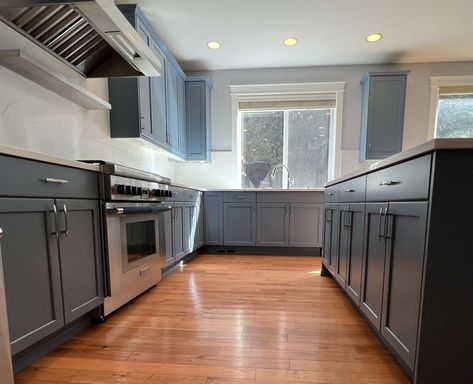 kitchen cabinets painted color BEHR ADIRONDACK BLUE N480-5 Adirondack Blue Behr, Adirondack Blue Behr Paint, Behr Adirondack Blue, Blue Behr Paint, Adirondack Blue, Kitchen Cabinets Painted, Cabinets Painted, Painted Kitchen Cabinets Colors, House Painter