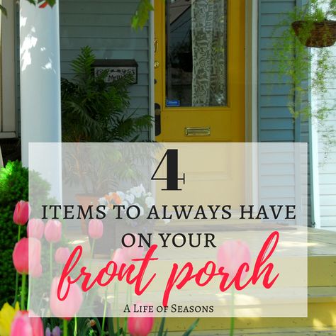 Updating front porch decor doesn't have to be overwhelming. I created a rhyme to help you remember 4 things that will always help your porch stand out! Country Front Porches, Small Porch Decorating, Diy Porch Decor, Front Porch Makeover, Summer Porch Decor, Spring Porch Decor, House Front Porch, Summer Front Porches, Front Porch Design