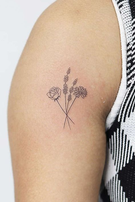 Fine Line Daisy And Rose Tattoo, Detailed Daisy Tattoo, Rose And Daisy Tattoo Design, Daisy Collarbone Tattoo, Line Work Daisy Tattoo, Rose And Daisy Tattoo Small, Poppy And Daisy Tattoo, Daisy And Rose Tattoo, Rose And Daisy Tattoo