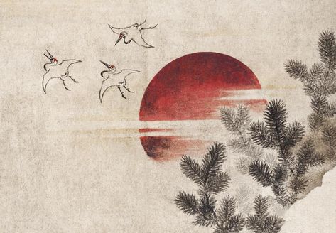 Katsushika Hokusai's birds and sunset, from Album of Sketches (1814) vintage Japanese woodblock prints. Original public domain image from The MET Museum. Digitally enhanced by rawpixel. | free image by rawpixel.com / The Metropolitan Museum of Art (Source) Japanese Wall Art, Traditional Japanese Art, Katsushika Hokusai, Japanese Woodblock, Canvas Home Decor, Paul Gauguin, Art Japonais, Sunset Art, Japanese Woodblock Printing