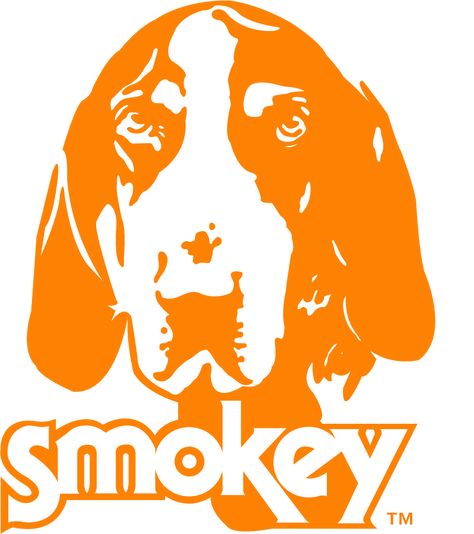 Tennessee Volunteers Logo Secondary Logo (1980-2005) - Smokey head above SMOKEY type in orange. SportsLogos.Net Tennessee Vols Svg, Tennessee Mascot, Tennessee Crafts, Neyland Stadium, Tennessee Girls, Secondary Logo, Go Vols, Tennessee Vols, Tennessee Football