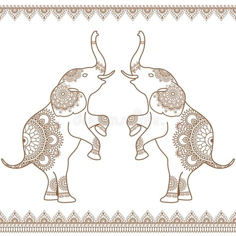 Animal Motifs Design, Lippan Art Elephant Design, Skanda Sashti, Haldi Tray, Instruments Drawing, Indian Elephant Art, Kumari Kandam, African Illustration, Henna Elephant