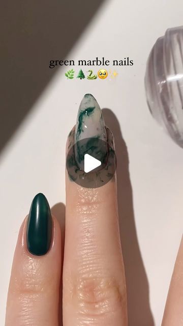 Paula 💅🏻🌙💗 on Instagram: "green marble nails aka my fav marble look i’ve done so far! 🥹🌿🤍 these kinda remind me of one of those beautiful jade stones/crystals & i’m absolutely here for it! <3 — DO NOT try this technique with gel polish, as it can be dangerous for this much gel to end up on your skin, even if you clean it up later! ⚠️ — using: • @kiaraskynails  dark green nail polish “Pretty Fly” glossy top coat • use my code PAULAR10 for 10% off! 💸 #marblenails #easynailart #jadenails #prettynails #nailpolish #nailinspo #naildesigns #diynails #nails2inspire #kiarasky #kiaraskynails #reels" Green Marble Nails, Dark Green Nail, Dark Green Nail Polish, Jade Nails, Dark Green Nails, Pretty Fly, Green Nail Polish, Green Nail, Marble Nails