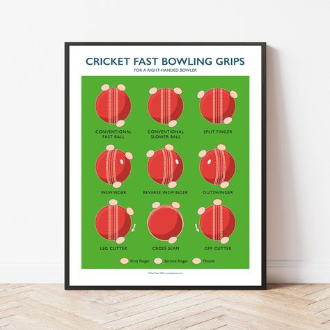 Cricket Fast Bowling Grips Cricket Bowling Tips, Cricket Bowling, Cricket Posters, Cricket Art, Cricket Books, Bowling Tips, Fast Bowling, Cricket Coaching, Cricket Quotes