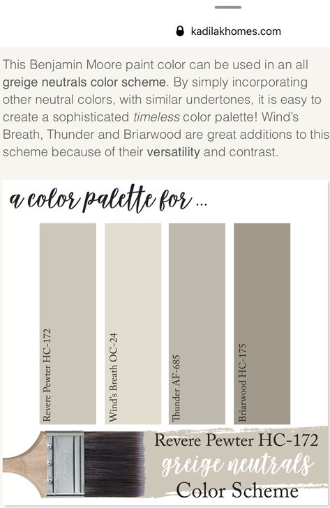 Briarwood Benjamin Moore, Bm Briarwood, Revere Pewter Color Scheme, Pewter Color Scheme, Revered Pewter Color Scheme, Pewter Benjamin Moore, Revere Pewter Benjamin Moore, Pretty Writing, Timeless Color Palette