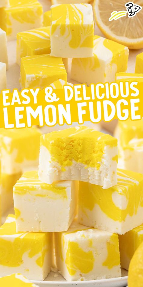 Lemon Food Recipes, Creamy Fudge Recipes, Lemon Fudge Recipe, Lemon Fudge, Baking Lemon, Lemon Food, Easy Fudge Recipe, Yellow Desserts, Fudge Dessert