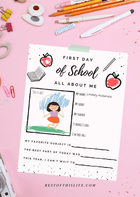 All About Me Free Printable for the First Day of School First Day Of Homeschool, First Day Of School Activity, Kids Workspace, First Day Of College, Kids Activities At Home, About Me Activities, First Day Of School Activities, School Activity, Creative Arts And Crafts