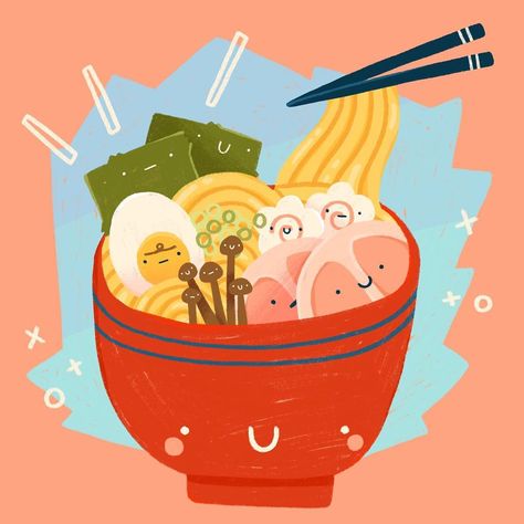 Paloma The Peach, Illustration Art Kids, Peach Aesthetic, Draw Ideas, Illustration Food, Ramen Bowl, Japanese Graphic Design, Kawaii Food, Wallpaper Pictures