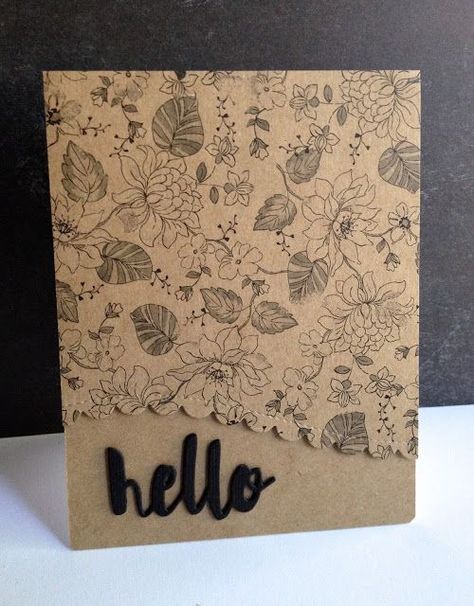 Kraft and Black Hello | I'm in Haven | Bloglovin’ Everyday Cards, Unity Stamps, Card Layouts, Card Table, Hello Cards, Card Making Techniques, Card Making Inspiration, Masculine Cards, Simon Says Stamp