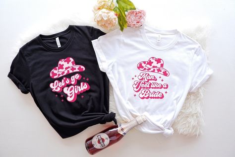 Nashville Bachelorette Party Shirts, Country Bachelorette Parties, Bridal Party Tank Tops, Country Bachelorette, Bride Squad Shirt, Bachelorette Party Tees, Lets Go Girls, Bridesmaid Tshirts, Team Bride Shirts