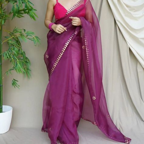 RVSG - MIRROR C PALLU SINGLES AVAILABLE Fabric : Organza Work : C-Pallu Mirror Work Mirror Work Saree, Work Sarees, Mirror Work, May 5, Saree, Mirror, Fabric, On Instagram, Quick Saves