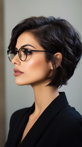 Short Dark Hairstyle Women, Classy Bob Haircut, Back Of Head Pixie Haircut, Pixie On Round Face, Medium Length Asian Haircut, Short Bob Long Bangs, Short Hair Bobs 2024, Women S Haircut Short, Textured Pixie Cut Thick Hair