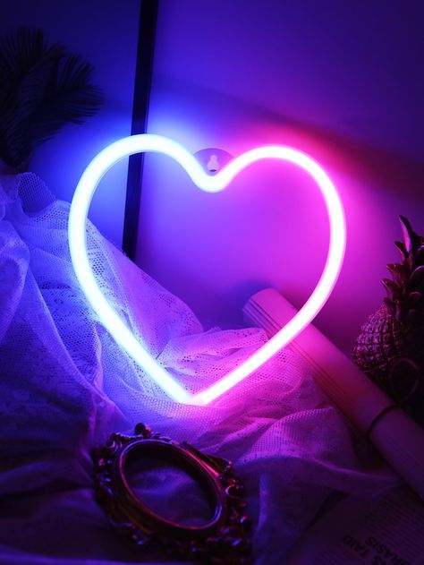 Multicolor    Plastic   Embellished   Lighting & Lamp Neon Heart Aesthetic, Neon Phone Backgrounds, Aesthetic Neon Lights, Neon Azul, Purple Aesthetic Background, Alice And Wonderland Quotes, New Retro Wave, Lighting Lamp, Purple Themes