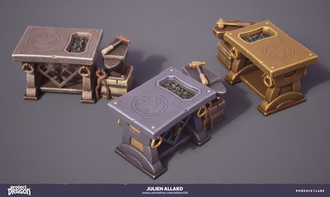 ArtStation - Project Dragon (unreleased) - Blacksmith_Table_Tier3 Environment Props, Blacksmith Shop, Prop Design, Breath Of The Wild, Sandbox, Whimsical Art, Blacksmithing, 3d Art, Game Design