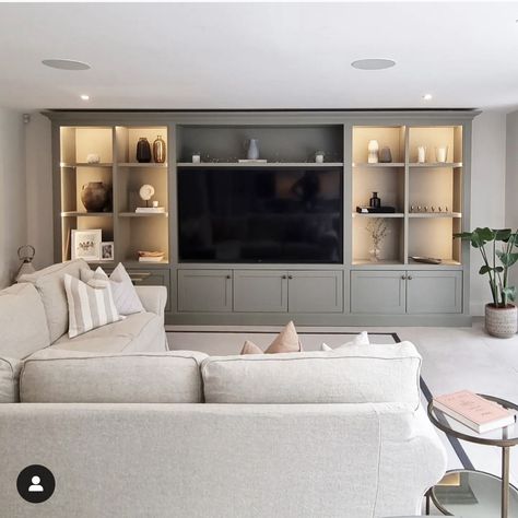 Tv Wall Design With Fireplace, Room Tv Wall Design, Living Room Tv Wall Design, Media Wall With Fireplace, Wall With Floating Shelves, Media Walls, Media Wall Unit, Snug Room, Feature Wall Living Room