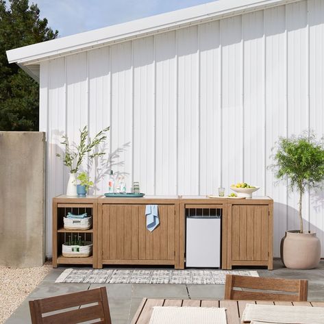 Modular - Portside Outdoor Kitchen Collection | West Elm Roofdeck Ideas, West Elm Outdoor, Small Outdoor Kitchens, Outdoor Kitchen Cabinets, Outdoor Cabinet, Outdoor Storage Cabinet, Outdoor Refrigerator, Backyard Kitchen, Inspire Me Home Decor