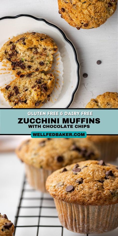 Healthy Chocolate Chip Zucchini Muffins, Gluten Free Zucchini Recipes, Gluten Free Zucchini Muffins, Muffins With Chocolate Chips, Gluten Free Zucchini Bread, Muffins With Chocolate, Homemade Gluten Free Bread, Zucchini Chocolate, Zucchini Chocolate Chip Muffins