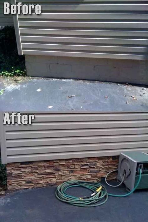 Apply stone or tile to the siding of the foundation of your home. | 33 Insanely Clever Upgrades To Make To Your Home Easy Backyard Diy, Fredrikstad, Easy Backyard, Nate Berkus, Diy Casa, Casa Exterior, Have Inspiration, Home Upgrades, Home Reno