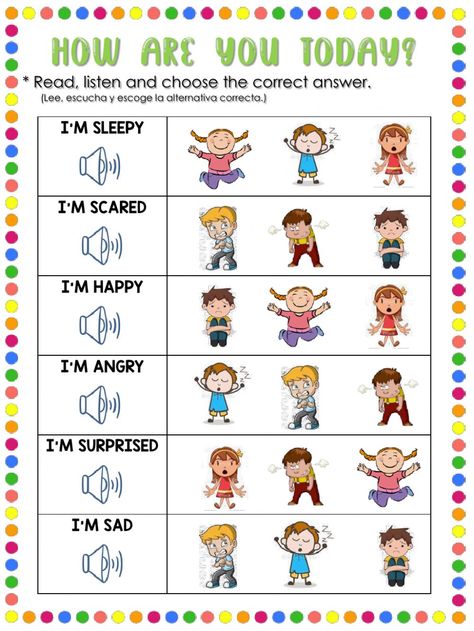 Feelings and emotions interactive and downloadable worksheet. You can do the exercises online or download the worksheet as pdf. Feelings And Emotions Worksheets Preschool, Esl Emotions Worksheet, Feelings Worksheet Preschool, Emotions Worksheet Preschool, How Do You Feel Today, Feelings Worksheets For Kids, How Are You Feeling Today, Emotions Worksheets For Kids, Feelings Activities For Kids