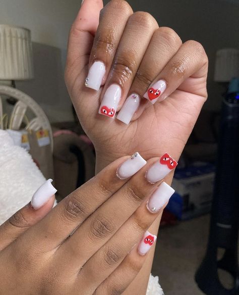 Plain Acrylic Nails, Red Acrylic Nails, Acrylic Nail Set, Glamour Nails, Drip Nails, French Tip Acrylic Nails, Simple Acrylic Nails, Cute Acrylic Nail Designs, Short Square Acrylic Nails