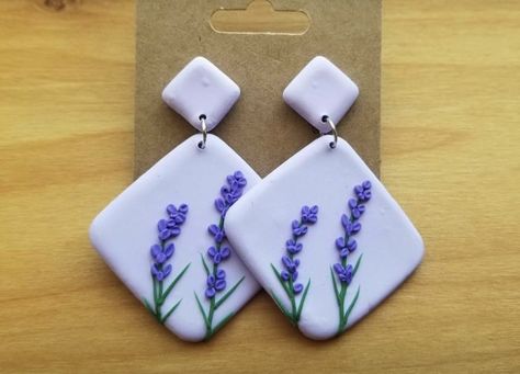 Polymere clay earrings lavender stems Polymer Clay Lavender, Clay Lavender, Lavender Earrings, Clay Magnets, Clay Craft, Lovely Lavender, Crafty Craft, Clay Crafts, Clay Earrings