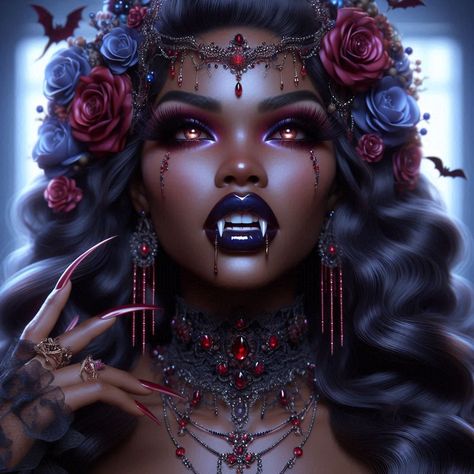 Vampire Succubus, Mother Lilith, Vampire Cartoon, Vampire Ball, Black Vampire, Black Pfp, Woman Artwork, Sweet Pictures, Black Woman Artwork